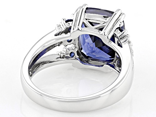 Bella Luce® Esotica™ 10.04ctw Tanzanite And White Diamond Simulants Rhodium Over Silver Ring - Size 11