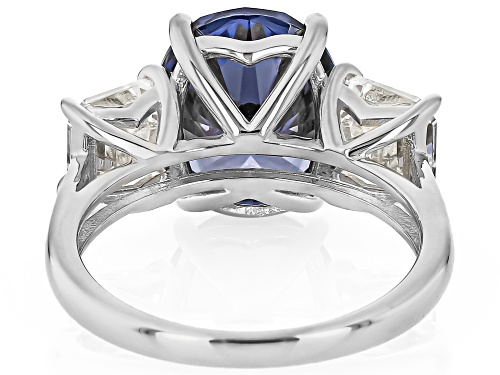 Bella Luce® Esotica™ 13.58ctw Tanzanite And White Diamond Simulants Platinum Over Silver Ring - Size 7