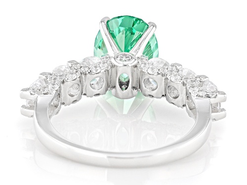 Bella Luce® Esotica™ 4.28ctw Paraiba Tourmaline And White Diamond Simulants Rhodium Over Silver Ring - Size 8
