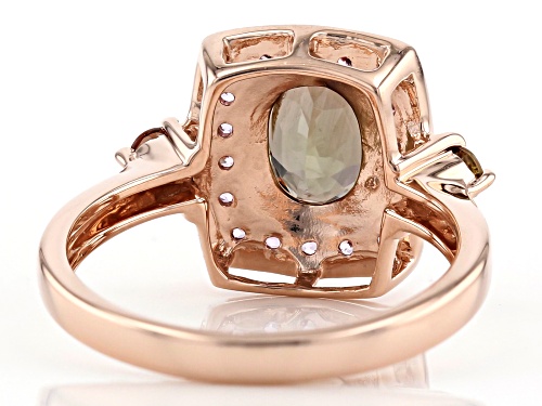 1.11ctw Oval And Round Andalusite With .41ctw Round Pink Sapphire 10k Rose Gold Ring - Size 7