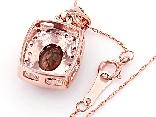 .99ct Oval Andalusite With .41ctw Round Pink Sapphire 10k Rose Gold Pendant With Chain