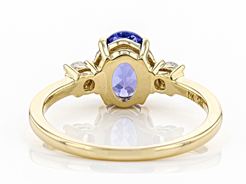 1.28ct Oval Tanzanite With .19ctw Round Lab-Grown Diamonds 14k Yellow Gold Ring - Size 7