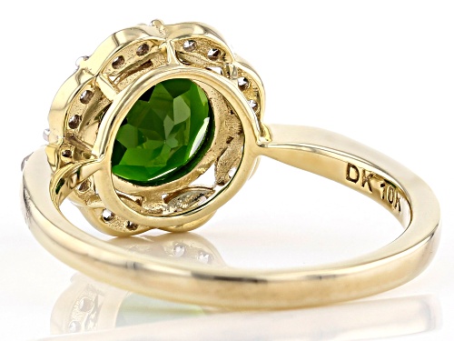 1.70ct Round Chrome Diopside Solitaire With .29ctw Round White Zircon 10k Yellow Gold Ring - Size 7