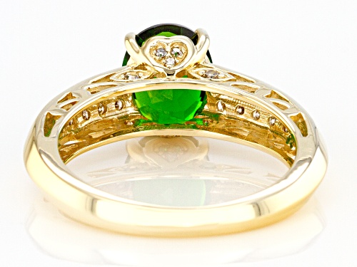 1.68ct Oval Russian Chrome Diopside With .25ctw Round Champagne Diamonds, 10k Yellow Gold Ring - Size 8