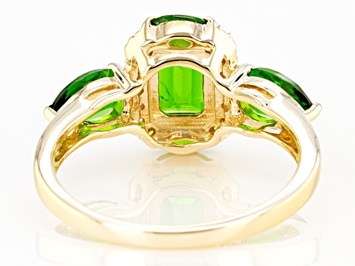 1.70ctw Mixed Chrome Diopside With .10ctw Round White Diamond 10k Yellow Gold Ring - Size 6