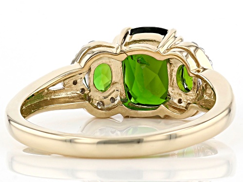 1.61ctw Chrome Diopside With .09ctw White Diamond Accent 3-Stone 10k Yellow Gold Ring - Size 7