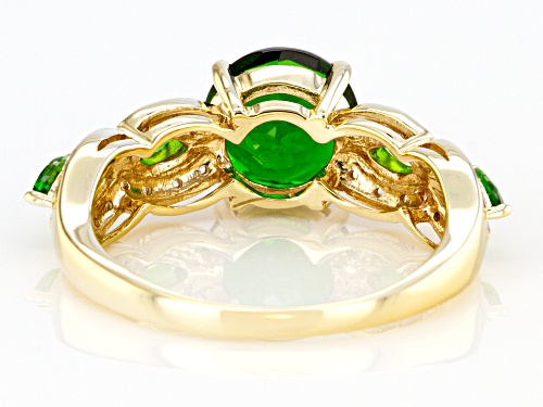 2.00ctw Round & Marquise Russian Chrome Diopside With .20ctw Round White Zircon 10k Yellow Gold Ring - Size 6