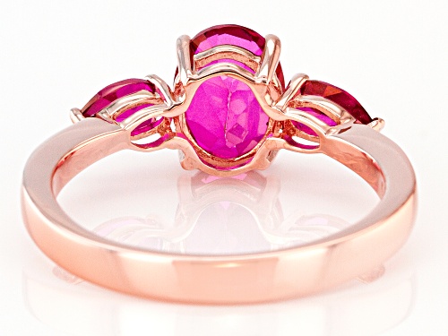 1.84ctw Oval and Pear Shape Peony™ Topaz 10k Rose Gold 3-Stone Ring - Size 8