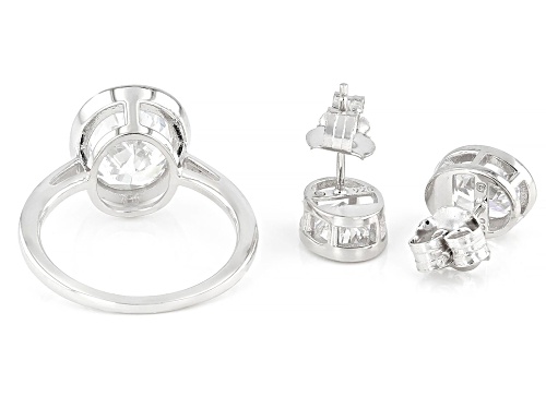Bella Luce® 11.42ctw White Diamond Simulant Platinum Over Sterling Silver Ring and Earring Boxed Set