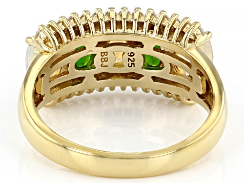 1.71ctw Chrome Diopside, Ethiopian Opal & White Zircon 18k Yellow Gold Over Sterling Silver Ring - Size 7
