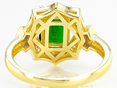 1.55ct Emerald Cut Chrome Diopside With 0.40ctw Zircon 18k Yellow Gold Over Sterling Silver Ring - Size 7