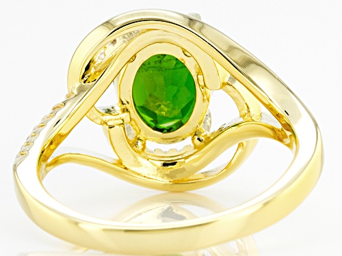 1.76ct Oval Chrome Diopside And 0.28ctw White Zircon 18k Yellow Gold Over Sterling Silver Ring - Size 10