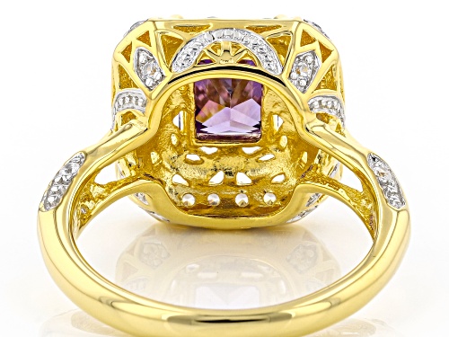 Bella Luce® 3.41ctw Amethyst Simulant Rhodium Over Silver And Eterno® Yellow Ring - Size 8