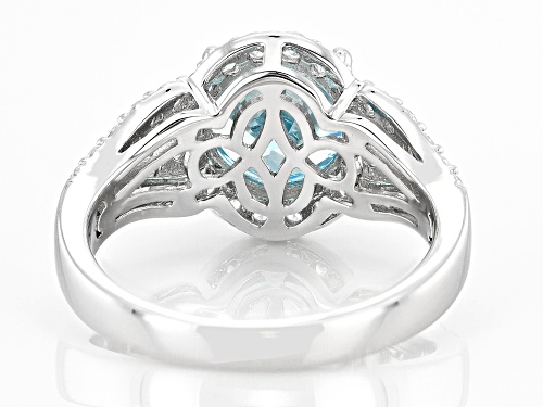 Bella Luce® 7.21ctw Aquamarine And White Diamond Simulants Rhodium Over Sterling Silver Ring - Size 8