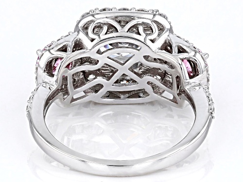 Bella Luce® 6.54ctw White and Pink Diamond Simulants Rhodium Over Sterling Silver Ring (3.96ctw DEW) - Size 9