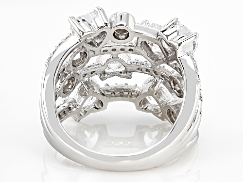Bella Luce® 7.10ctw White Diamond Simulant Rhodium Over Sterling Silver Ring (4.30ctw DEW) - Size 6