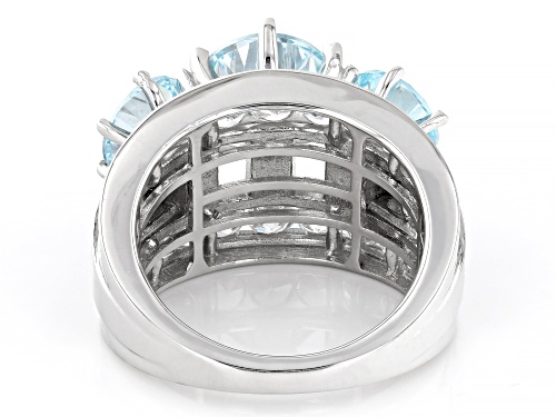 Bella Luce® 11.15ctw Aquamarine And White Diamond Simulants Rhodium Over Sterling Silver Ring - Size 10