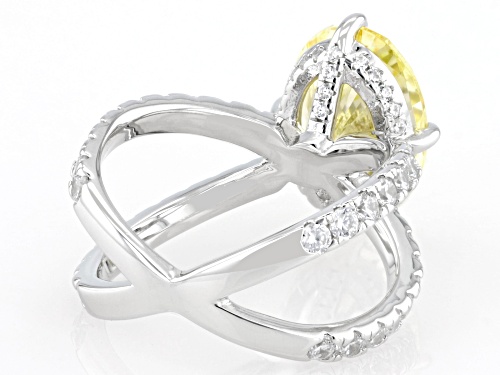Bella Luce® 15.43ctw Canary And White Diamond Simulants Rhodium Over Silver Ring(9.35ctw DEW) - Size 9