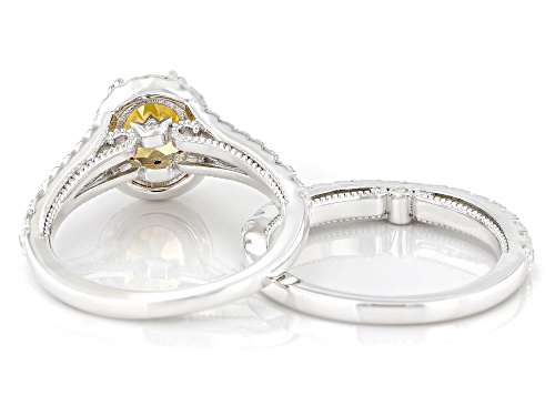 Bella Luce® 4.67ctw Champagne And White Diamond Simulants Rhodium Over Sterling Silver Ring Set - Size 7
