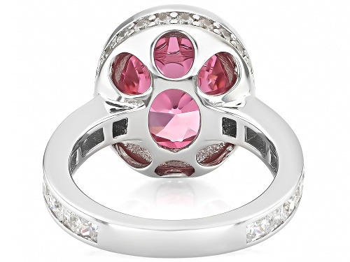 Bella Luce® 10.21ctw Pink And White Diamond Simulants Rhodium Over Sterling Silver Ring - Size 9