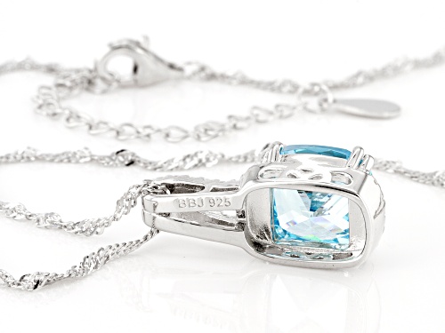 Bella Luce® 7.20ctw Aquamarine and White Diamond Simulants Rhodium Over Silver Pendant With Chain