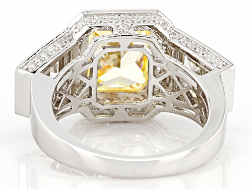 Bella Luce ® 6.08ctw Canary & White Diamond Simulants Rhodium Over Silver Ring (4.88ctw DEW) - Size 5