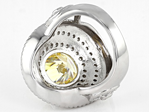Bella Luce ® 10.12ctw Canary & White Diamond Simulant Rhodium Over Silver Ring (6.19ctw DEW) - Size 5