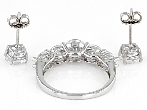 Bella Luce ® 7.09ctw Rhodium Over Sterling Silver Ring And Earring Set (4.16ctw DEW)