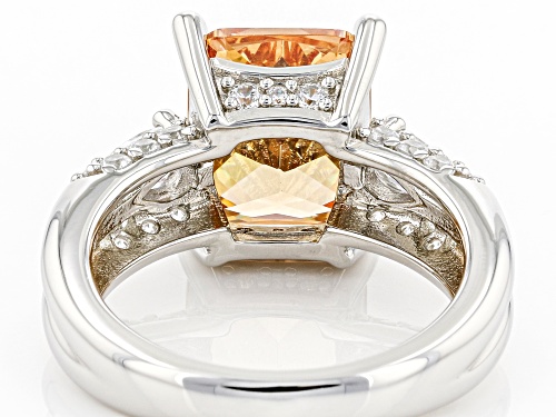 Bella Luce® 7.58ctw Champagne and White Diamond Simulants Rhodium Over Sterling Silver Ring - Size 10
