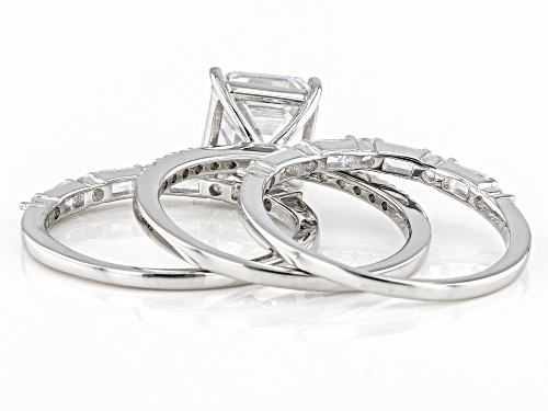 Bella Luce® 4.70ctw Platinum Over Silver Asscher Cut Ring With Bands Set (2.84ctw DEW) - Size 10