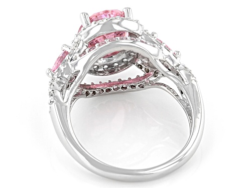 Bella Luce® 5.85ctw Pink And White Diamond Simulants Rhodium Over Sterling Silver Ring(3.54ctw DEW) - Size 10