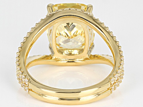 Bella Luce® 10.23ctw Canary And White Diamond Simulants Eterno™ 18k Yellow Gold Over Silver Ring - Size 12