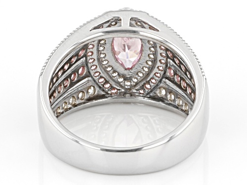Bella Luce® 2.55ctw Pink And White Diamond Simulants Rhodium Over Silver Ring (1.54ctw DEW) - Size 12
