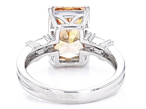 Bella Luce® 7.68ctw Champagne And White Diamond Simulants Rhodium Over Silver Ring - Size 7
