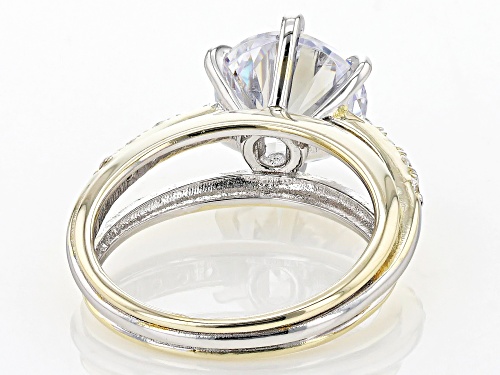 Bella Luce® 6.53ctw White Diamond Simulant Rhodium Over Sterling Silver And Eterno™ Yellow Ring - Size 10