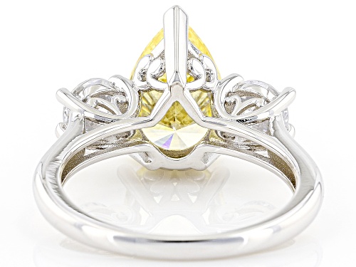 Bella Luce® 6.31ctw Canary And White Diamond Simulants Rhodium Over Sterling Silver Ring - Size 10