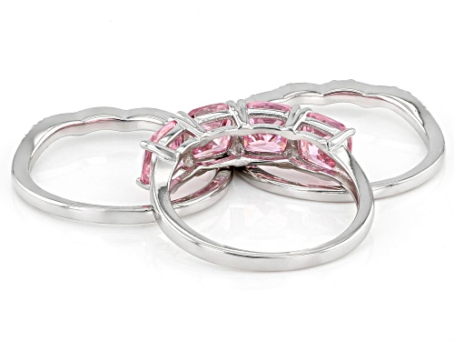 Bella Luce® 7.54ctw Pink And White Diamond Simulants Rhodium Over Sterling Silver 3 Ring Set - Size 8