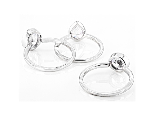 Bella Luce® 7.17ctw White Diamond Simulant Rhodium Over Sterling Silver Rings Set of 3 - Size 11