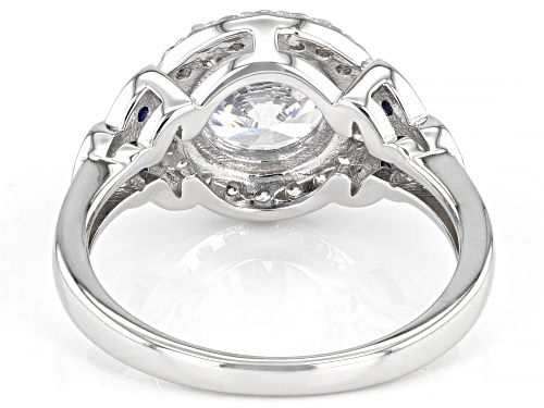 Bella Luce® 3.63ctw White Diamond Simulant And Lab Created Blue Sapphire Rhodium Over Silver Ring - Size 12