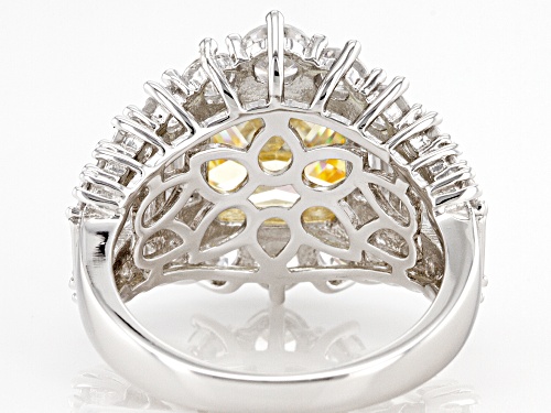 Bella Luce® 14.22ctw Canary And White Diamond Simulants Rhodium Over Silver Ring(8.61ctw DEW) - Size 8