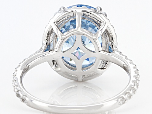 Bella Luce® 9.87ctw Blue And White Diamond Simulants Rhodium Over Silver Starry Cut Ring - Size 10