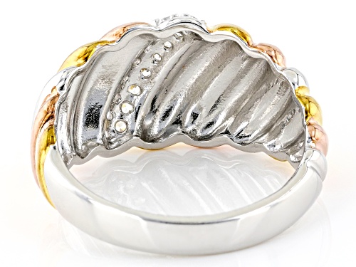 Bella Luce® 0.40ctw White Diamond Simulant Eterno™ Yellow And Rose And Platinum Over Silver Ring - Size 5