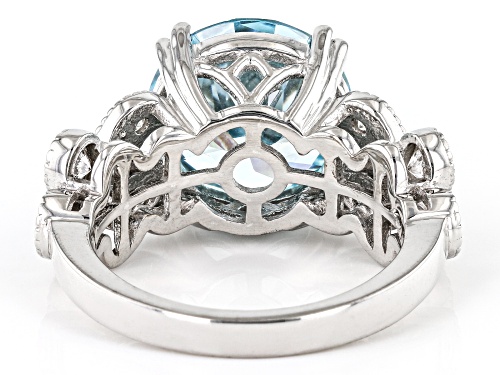 Bella Luce® 11.35ctw Aquamarine And White Diamond Simulants Platinum Over Silver Ring(6.87ctw DEW) - Size 6
