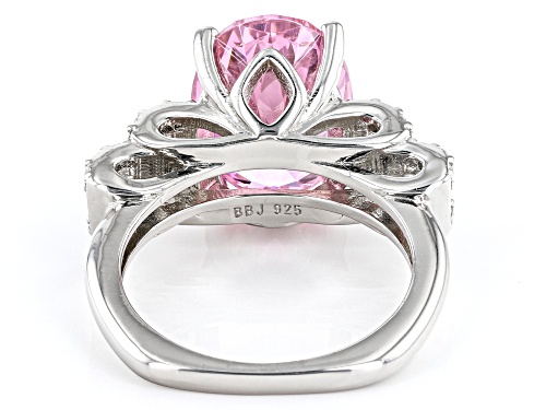 Bella Luce® 10.84ctw Pink And White Diamond Simulants Rhodium Over Sterling Silver Ring(6.56ctw DEW) - Size 10