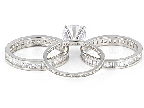 Bella Luce® 7.53ctw White Diamond Simulant Rhodium Over Sterling Silver Ring Set(4.56ctw DEW) - Size 8