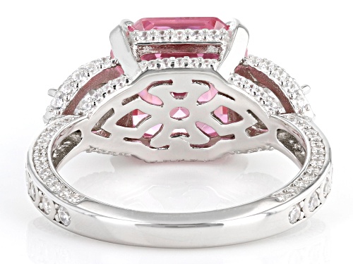 Bella Luce® 11.45ctw Pink & White Diamond Simulants Rhodium Over Silver Asscher Cut Ring - Size 8