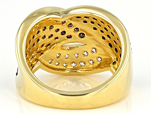 Bella Luce® 2.42ctw Black, Mocha, And White Diamond Simulants Eterno™ Yellow Ring (DEW 1.46ctw) - Size 6