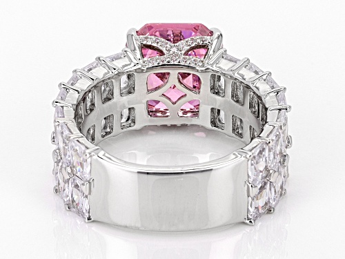 Bella Luce® Pink & White Diamond Simulants Rhodium Over Silver Asscher Cut Ring (11.80ctw DEW) - Size 7