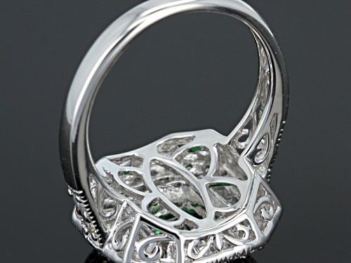 Bella Luce ® 3.41ctw Emerald Simulant & White Diamond Simulant Rhodium Over Silver Ring - Size 9