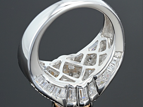 Bella Luce ® 8.32ctw Champagne And White Diamond Simulant Rhodium Over Sterling Silver Ring - Size 5